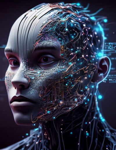 cyborg, artificial intelligence, android, humanoid, transhumanism, cybernetic, machine consciousness, futuristic portrait, robotics, neural network, digital brain, technology, innovation, future, synthetic human, ai concept, cyberpunk, advanced technology, machine learning, deep learning, digital transformation, sci fi, futuristic face, human machine, biotechnology, neural connections, electronic circuits, virtual intelligence, cyber future, automation, consciousness, robotic human, futuristic design, high tech, innovation concept, digital evolution, science fiction, smart technology, quantum computing, neural pathways, virtual reality, digital identity, future technology, electronic brain, synthetic life, cybernetic organism, technological evolution, ai portrait, advanced robotics, futuristic art