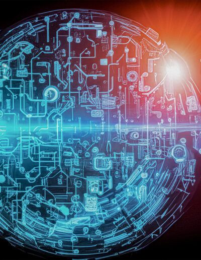 inteligencia artificial, conexión digital, comunicación, cerebro electrónico, perfiles humanos, circuitos, tecnología, innovación, red neuronal, futuro, ciencia ficción, interfaz, transformación digital, luz roja, sistema informático.